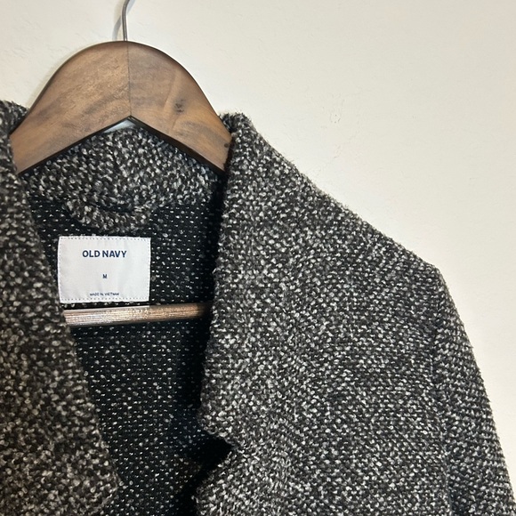 Old Navy Relaxed Textured Charcoal Gray Button-Front Coat - Size Medium - Picture 4 of 6